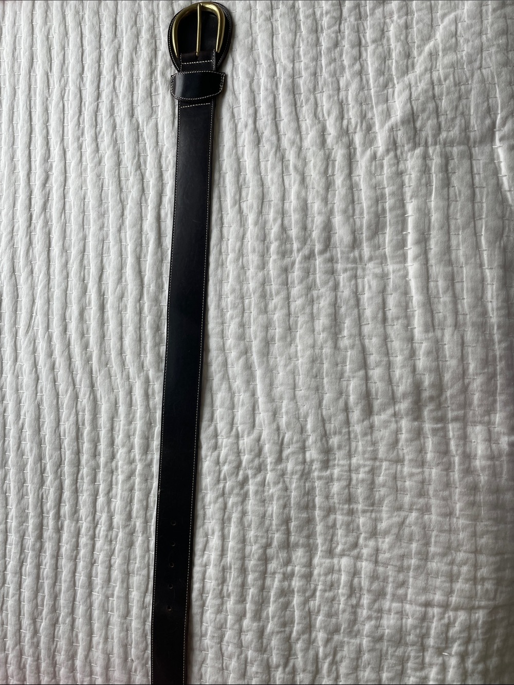 Ladies’ Black Leather Belt with Gold-Tone Oval Buckle
